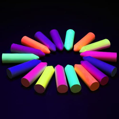 Feifeiya 30 Pcs Glow in the Dark Chalk Under Blacklight, 6 Neon Colors Washable Dustless UV Sidewalk Chalk for Black Light Party Playground Chalkboard Birthday Gift and Outdoor Drawing (Crayon) - style: Crayon