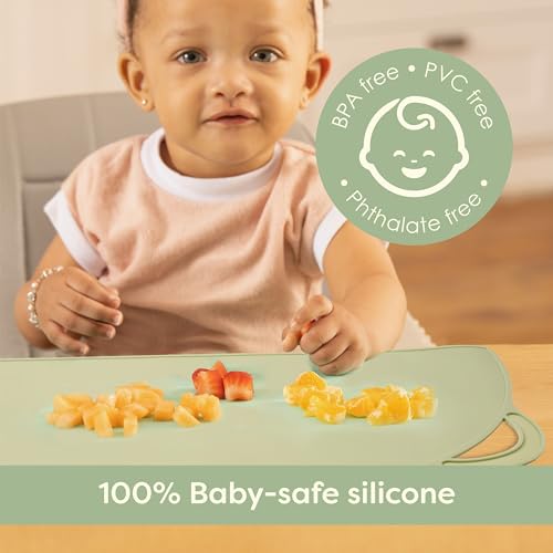 Upward Baby Silicone Suction Mat - Set of 3 Non Slip Silicone Mat - Baby Led Weaning - Kids Placemat for Dining Table High Chair - Toddler Feeding Supplies for Eating - Placemats for Restaurants - style: Gray/Beige/Green - 3pc