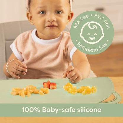 Upward Baby Silicone Suction Mat - Set of 3 Non Slip Silicone Mat - Baby Led Weaning - Kids Placemat for Dining Table High Chair - Toddler Feeding Supplies for Eating - Placemats for Restaurants - style: Gray/Beige/Green - 3pc
