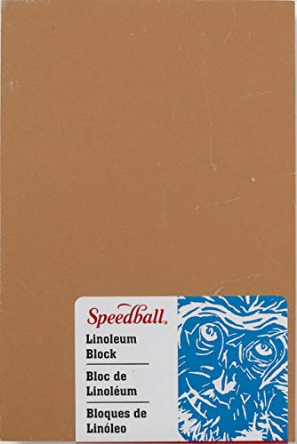 Speedball 4308 Premium Mounted Linoleum Block – Fine, Flat Surface for Easy Carving, Smoky Tan, 4 x 6 Inches - size: 4 x 6 Inches