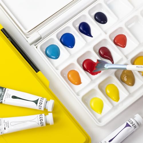 MEEDEN Watercolor Palette with Lid: 33 Wells Airtight Folding Paint Palette with Large Mixing Tray - Empty Acrylic Painting Art Pallet 12.5''x 6.5'' Blue - color: Blue