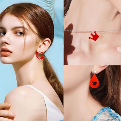 4 Pack Resin Earring Molds with Holes, Resin Jewelry Molds Variety Heart Lips Crown Keys Lock Waterdrop Musical Notes Love, Shape Silicone Earring Pendant Bracelet Charm Mold - color: 4 PCS Love Heart Resin Earring Molds