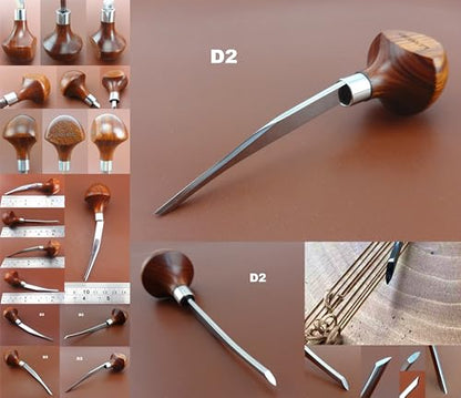 2pcs D1-2mm/D2 Printmaking Woodcut Copperplate Etching Carving Digging Away Push Out Line Stippling Tint Angle Gravers Scorpers Burins Knife Tools Set