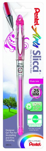 Pentel Arts Slicci 0.25 mm Extra Fine Gel Pen, Pink Ink, 1 Pack (BG202BPP1) - color: Pink, size: 1 Count (Pack of 1), style: 0.25mm