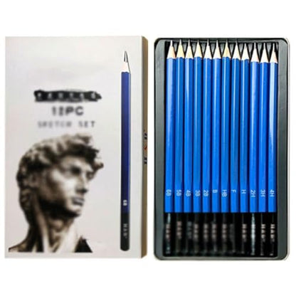 12 Iron Box Pencil Stationery Set Sketch