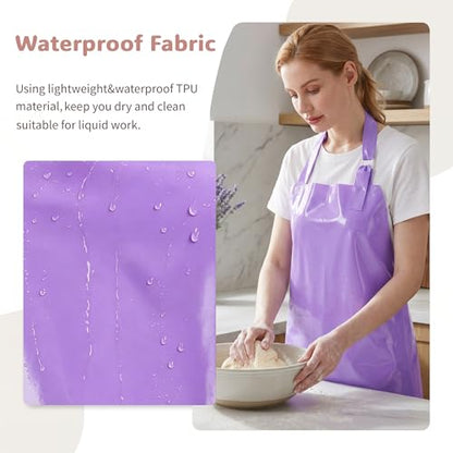 Nanxson TPU Waterproof Apron Lightweight Work Apron with Adjustable Buckle | Liquid Resistant,Neck buckle design,Easy to clean,Unisex,Butcher Apron for Dishwashing Grooming,Halloween - color: Purple