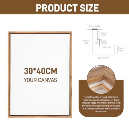 Canvas Floating Frame, Canvas Frame 0.75 inches deep Floater for Canvas Panel Oil Painting Wall Art Prints (Natural Wood, 11.8x15.7) - color: Natural Wood, size: 11.8x15.7