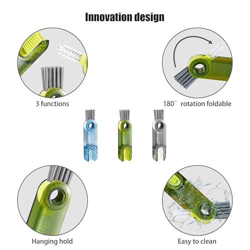 3-in-1 Cup Cleaning Brush,Multipurpose Bottle Lid Gap Cleaner Tool,Kettle Cover Crevice Clean Gadget,Mini Dirt Remover,Tiny Home Kitchen Scrubber(3pcs)