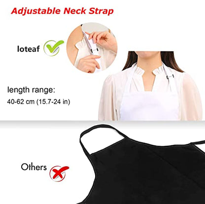 4 Packs Chef Apron, Waterproof Apron, Adjustable Aprons with 2 Pockets for Men Women, Professional Aprons for Kitchen Cooking Gardening Painting Baking Restaurant (White) - color: White