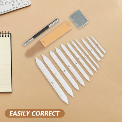 SEWACC Paper Blending Stumps and Tortillions Set with Sandpaper Pencil Sharpener Eraser 33pcs and Pencil Extension Tool Comfortable Design for Studio Work and Outdoor Sketching
