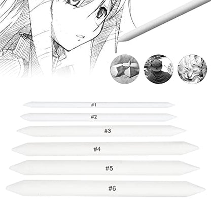 SUNGOOYUE Shading Tools for Drawing, Paper Blending Stumps and Tortillions Set, 6pcs Art Blender for Sketch Doodle Shading, Drawing Pencils Tool for Artists Students