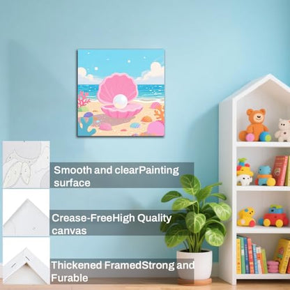 WEMEON Pearl Paint by Numbers Kit for Kids with Frame and Easel, Easy Paint by Numbers Kits for Kids Ages 4-6, Small Painting by Number for Birthday Gift, Painting Party(10X10inch) - color: DMBK-0008-US(10X10inch)