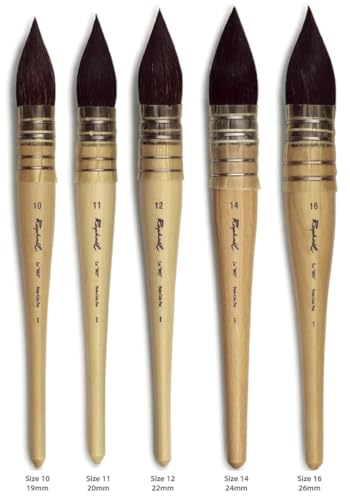 Professional Large Squirrel Hair Watercolor Brush Mop Brush, Ultra High Water Retention for Large Washes and Background Painting Made in France (Size 14) - size: Size 14