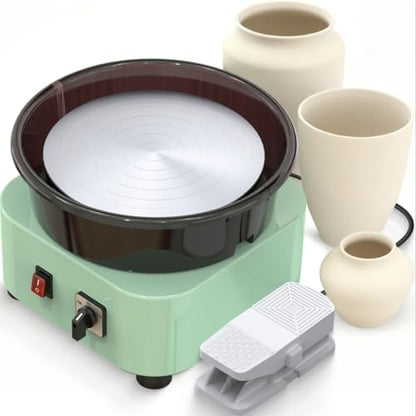 Alldeer 11-inch Pottery Wheel, 350W Electric Ceramic Forming Machine with Detachable Basin, 0-300RPM Foot Pedal Control, 19PCS Complete Clay Tool Kit for Professional Potters and Adult Crafters - size: 11inch