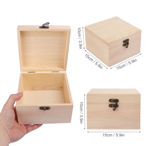 GNIEMCKIN 8 Pack Wooden Box, Unfinished Unpainted Wood Boxes for Crafts, DIY Projects, and Jewelry Storage (6x6x4 inch) - size: 8 Pack (6x6x4 inch)