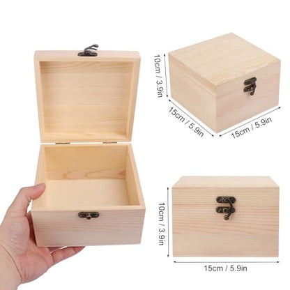 GNIEMCKIN 8 Pack Wooden Box, Unfinished Unpainted Wood Boxes for Crafts, DIY Projects, and Jewelry Storage (6x6x4 inch) - size: 8 Pack (6x6x4 inch)