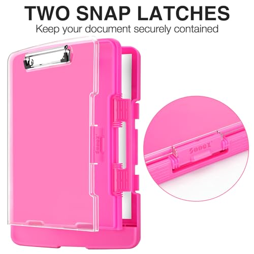 Sooez Original Clipboard with 2 Storage & Pen Holder, Heavy Duty Clip Boards 8.5x11 with Dual Storage, Clearview Dry Erase Coach Clipboard with Real Hinge, High Capacity, School & Office Supplies - color: Pink