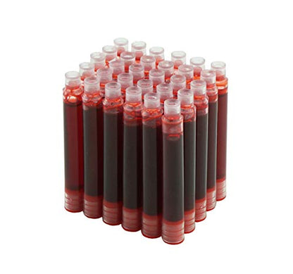 Hongdian Fountain Pen Red Ink Cartridges, 30 Refill Ink Cartridges, 3.4 mm Bore Diameter - color: Red