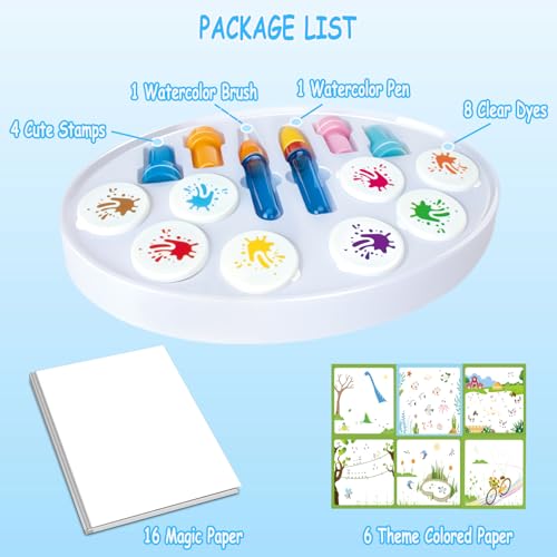 Magic Painting Brush Set for Kids - Mess Free Inkless Drawing Kit, Sensory Art Learning Activities & Toddler Travel Toys, Christmas Birthday Gifts for Boys Girls Ages 3+