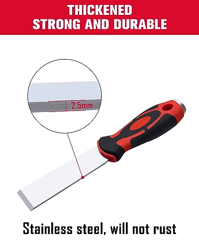 ROTATION Soft Grip, Heavy Duty, Scraper with Hammer End, 1.2", Stainless Steel Putty Knife, 1.2 inch, extra thick - style: 1pc