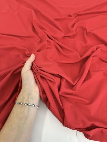 Cotton Jersey Spandex Fabric - Soft - Breathable - All Way Stretch Fabric - Medium Weight - Perfect Choice for Baby Grow, Tshirts, and Cotton Jersey Sheets - 58 Inches Wide - 1 Yard (Red) - color: Red