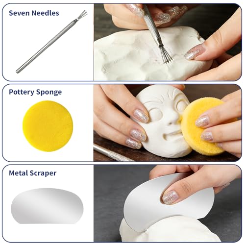 Air Dry Clay Glaze Gloss and Tools Kit & Plaster Casting Powder 3000g