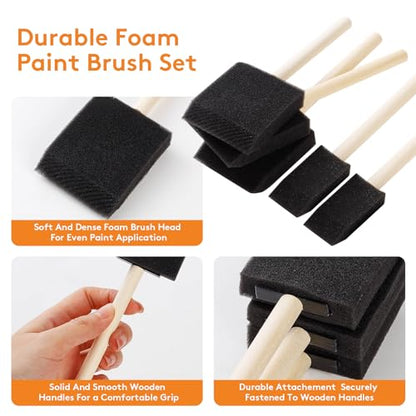 120 Pcs Foam Paint Brushes, 1” and 2” Foam Brush with Wood Handle, Bulk Sponge Brushes for Painting, Foam Art Paintbrushes Set for Staining, Varnishing, Finishing, Touchup and DIY Craft Projects - size: 1Inch-60Pcs and 2Inch-60Pcs