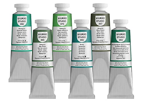 Lukas Studio Artist Oil Color Paints - High-pigment oil paint made with natural binder for artist, painting, & more! - [Greens - 37 mL] - color: Greens, size: 1.3 Fl Oz (Pack of 1)