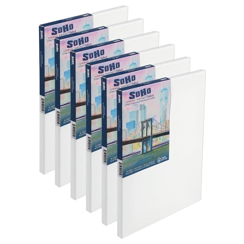 SoHo Urban Artist Select Stretched Cotton Watercolor Paper on 5/8" Frame - 12"x16" 140lb, 300gsm - 100% Acid-Free Cotton Paper for Mixed Media, Watercolor & More - Professional Artists, Students - size: 12x16