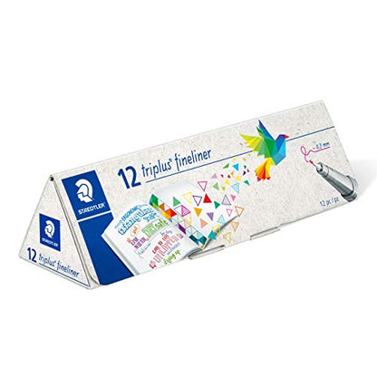 STAEDTLER 334 CPC12 Triplus Fineliner Superfine Pen, 0.3mm Line Width - Assorted Colours (Case of 12) - size: 1 Count (Pack of 12)