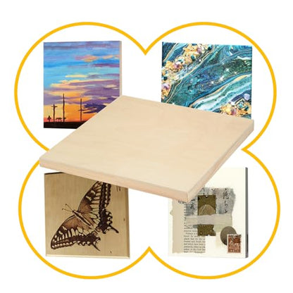 Falling in Art 2 Pack Unfinished Wooden Canvas Panels, 24x24 Gallery Birch Wood Panels Kit, 1 1/2" Deep Art Cradle Boards for Acrylic Painting, Pouring and Burning ﻿ - size: 24*24 2 Pack