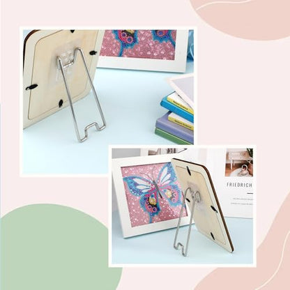 5 Pcs Picture Frame Stand with Self Adhesive Backing,Adjustable Metal Picture Holder Easel for 5.9-10.2 Inch Photo Frames,Tabletop Frame Support Stand for Pictures,Artwork Display,Silver,5.12"×2.12" - size: 5PCS Silver 5.12×2.12 Inch