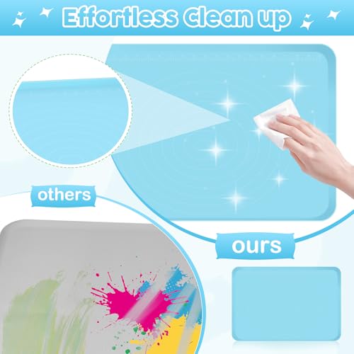 Large Silicone Mat for Crafts, 24"X19.7" Art Mat with Raised Edges for Clay, Resin, Slime, Jewelry-Making Table Protection Heat-Resistant Paint Mats, blue - color: Blue