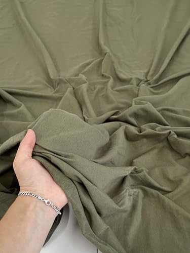 Cotton Jersey Spandex Fabric - Soft - Breathable - All Way Stretch Fabric - Medium Weight - Perfect Choice for Baby Grow, Tshirts, and Cotton Jersey Sheets - 58 Inches Wide - 1 Yard (Army Green) - color: Army Green
