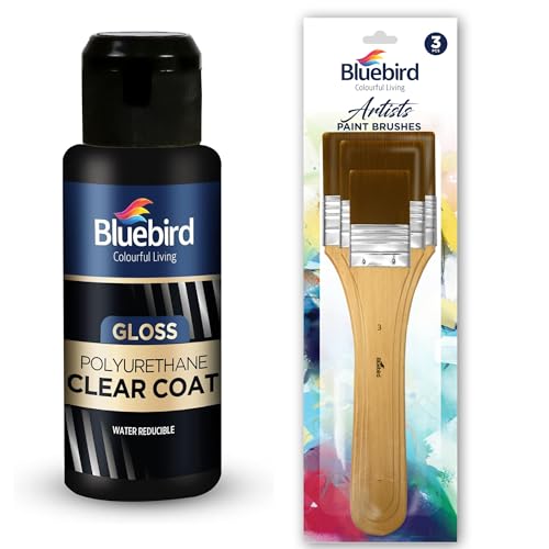 Bluebird Polyurethane Clear Coat Gloss & 3Pack Gesso Brush