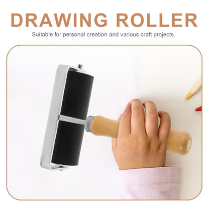 KAILIKETIY 5-Piece Printmaking Roller Set Wooden Handles 10cm Ink Roller for Crafts Stamping and Art Projects for School and DIY Use