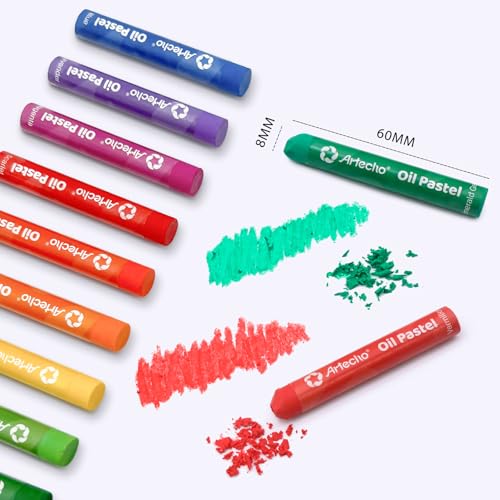 Artecho Oil Pastels Set of 50 Colors (8 x 60 mm) | Soft Oil Pastels, For Art Painting, Drawing, Blending, For Artists, Teachers - style: 50 Basic Colors