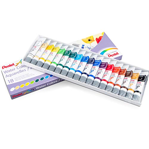 Pentel Arts Water Colors, Assorted Colors, Pack of 18 (WFRS-18) - size: 18 Colors (3.04 Fl Oz) (Pack of 1)