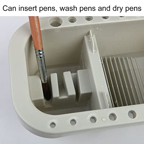 Oil Paint Brush Cleaner with Palette Tray, Paint Cups with Lids, Brush Holder, Multifunction Painting Holder and Organizer for Painting Cleaning(Grey)