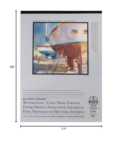 Bee Paper - 11"x 15" Cold Press Surface Watercolor Paper Pad, 15 Sheets - size: 11-inch x 15-inch