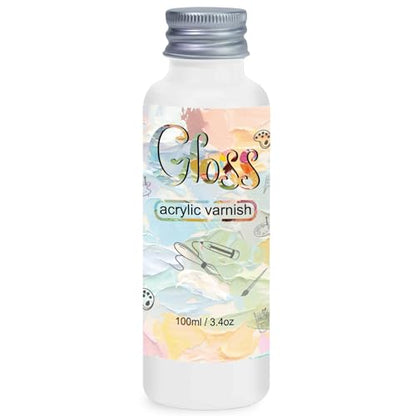 EIGTWEN Gloss Varnish for Acrylic Painting, 100ml Clear Acrylic Varnish Gloss Keeps Paintings from Yellowing, Cracking, Maintains Permanent Color - size: gloss
