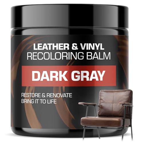 FORTIVO Leather Recoloring Balm, Color Restorer, Scratch Remover, Couch Paint and Repair, Leather Balm for Couches - color: Dark Gray