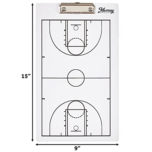Murray Sporting Goods Dry Erase Coaches Clipboard | Double-Sided Dry Erase White Board - style: Basketball