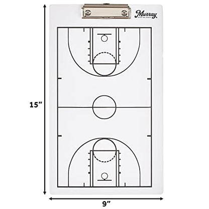 Murray Sporting Goods Dry Erase Coaches Clipboard | Double-Sided Dry Erase White Board - style: Basketball