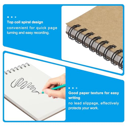 PATIKIL 12 x 8" Top Spiral Bound Sketch Book, 1 Pcs 30 Sheet 60 Pages 160GSM Retro Spiral Sketchbook Notebook for Artist Drawing Painting Writing - size: 12 x 8"