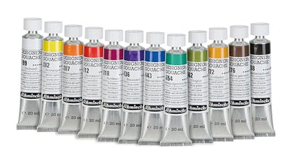 Schmincke - Designers Gouache, gold ochre, 20 ml tube, 25 672 007, streak-free application, maximum coverage, colour intensive and velvety matt