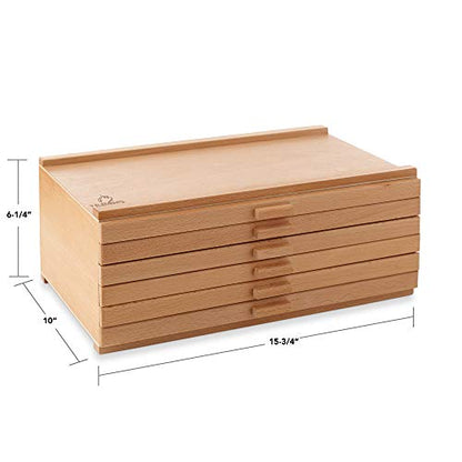 7 Elements 6 Drawer Wooden Artist Storage Supply Box for Pastels, Pencils, Pens, Markers, Brushes and Tools - size: 6-Drawer