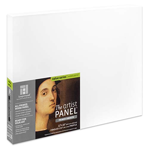 Ampersand Art Supply Primed Smooth Artist Panel | 12" x 16" | 1-1/2" Cradled Profile | Gessoed Wood Painting Panel for Oil, Acrylic & Mixed Media | Canvas Board & Wood Panel Alternative - color: 1-1/2" Cradled Profile, size: 12" x 16"