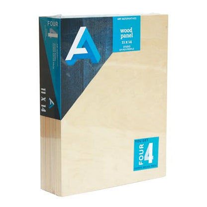 Art Alternatives Classic Wood Panel Value Pack, Studio, .75" Profile, 11" x 14", 4/Pkg.