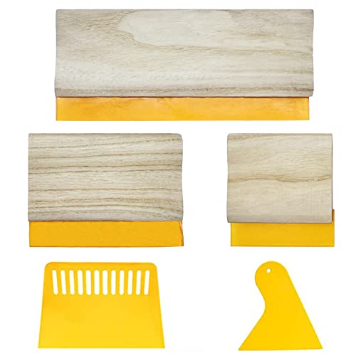 Cayway 5 PCS Screen Printing Squeegees, Durable, Abrasion-Resistant, Water- and Oil-Resistant Dual-Purpose Screen Printing Scraper with Wooden Handle - color: Style 2